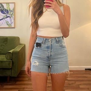 Levi’s Ribcage High Rise Light Wash Shorts